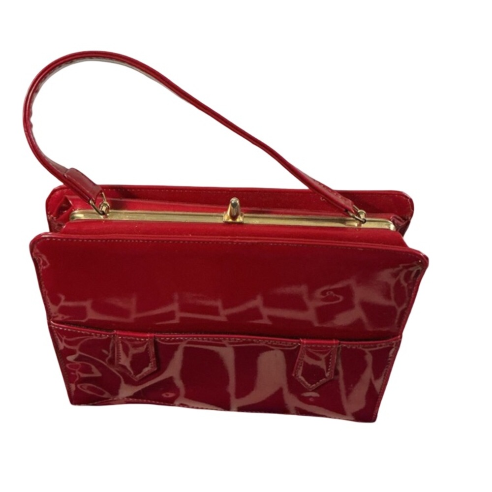 VINTAGE 1950s-1960s Red Patent Leather Top-Handle Women’s Bag